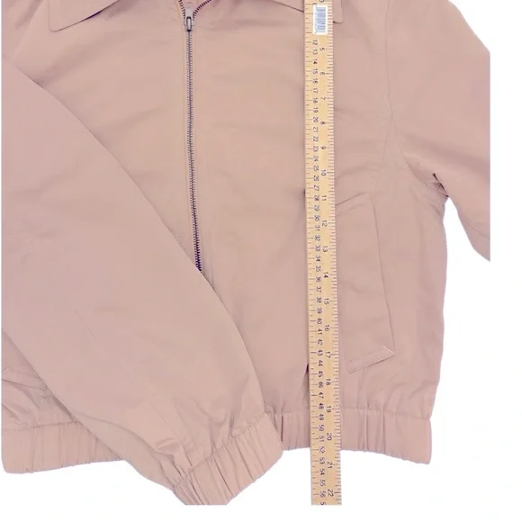 VINCE Zip Up Pink Bomber Jacket Pockets Satin Y2K Size Small Petite